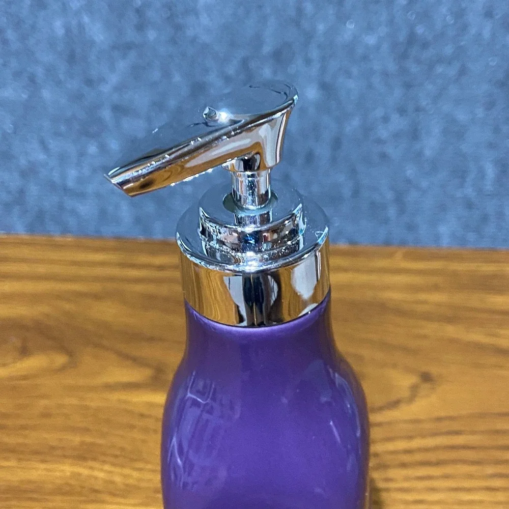Longaberger Woven Traditions Pottery Pump Dispenser Eggplant Purple 3186270 Box